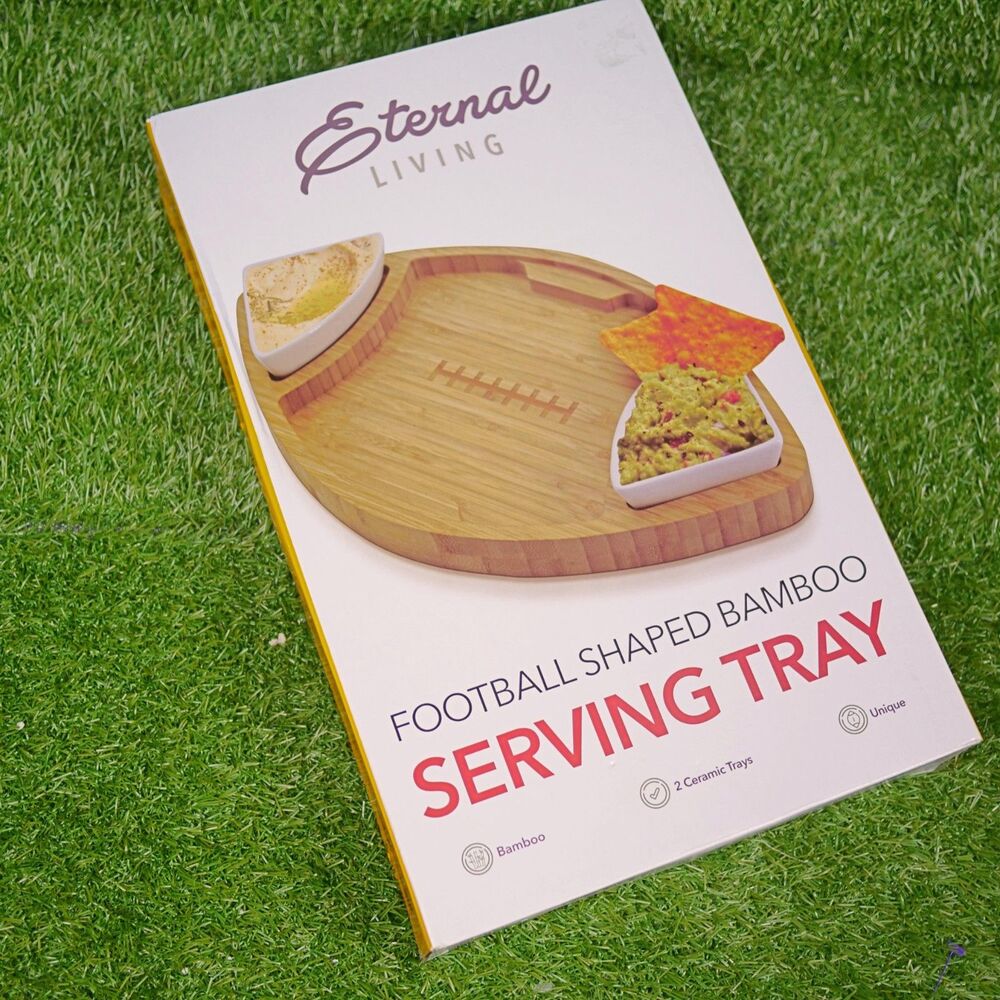 Eternal Living Football Shaped Bamboo Serving/Cheese Tray 15-3/4"